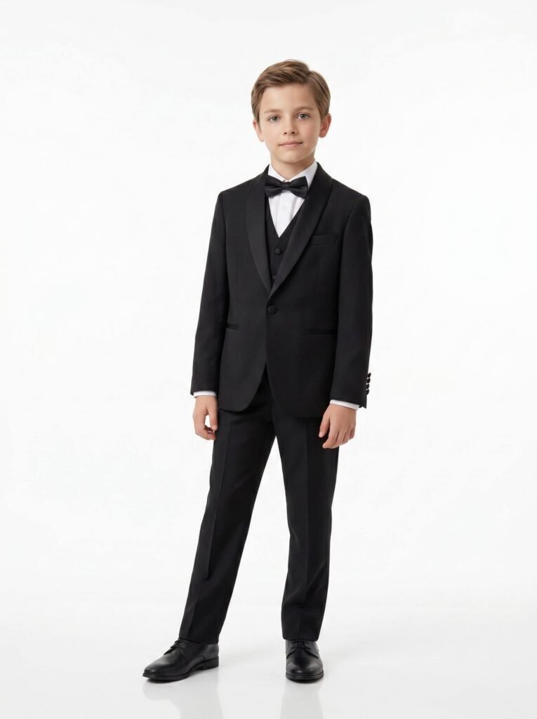Boys wedding five-piece suit set in black