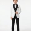 Boys wedding five-piece suit set in white with black trim