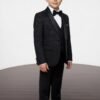 Boys single-button velvet wedding five-piece suit set in black