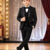 Boys tuxedo wedding five-piece suit set in black