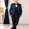 Boys tuxedo wedding five-piece suit set in navy