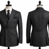 Men's dark grey double-breasted 100% wool blazer on a white background