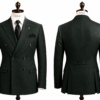 Men's green double-breasted 100% wool blazer on a white background